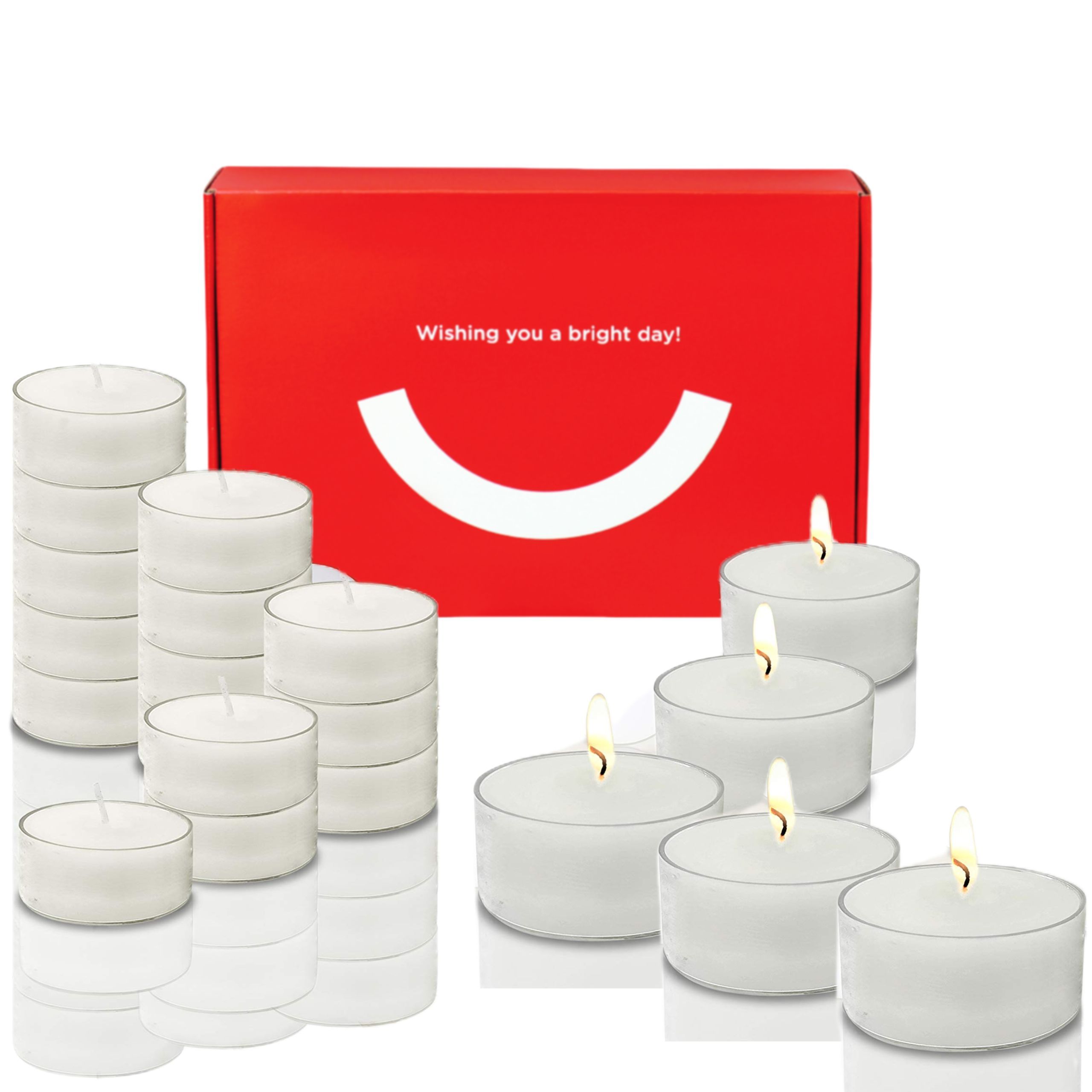 

Tea Light Candles - 22bulk Pack - White Unscented Tealight Candles In Clear Cup - Long Burning -gift Box- 4+ Hour