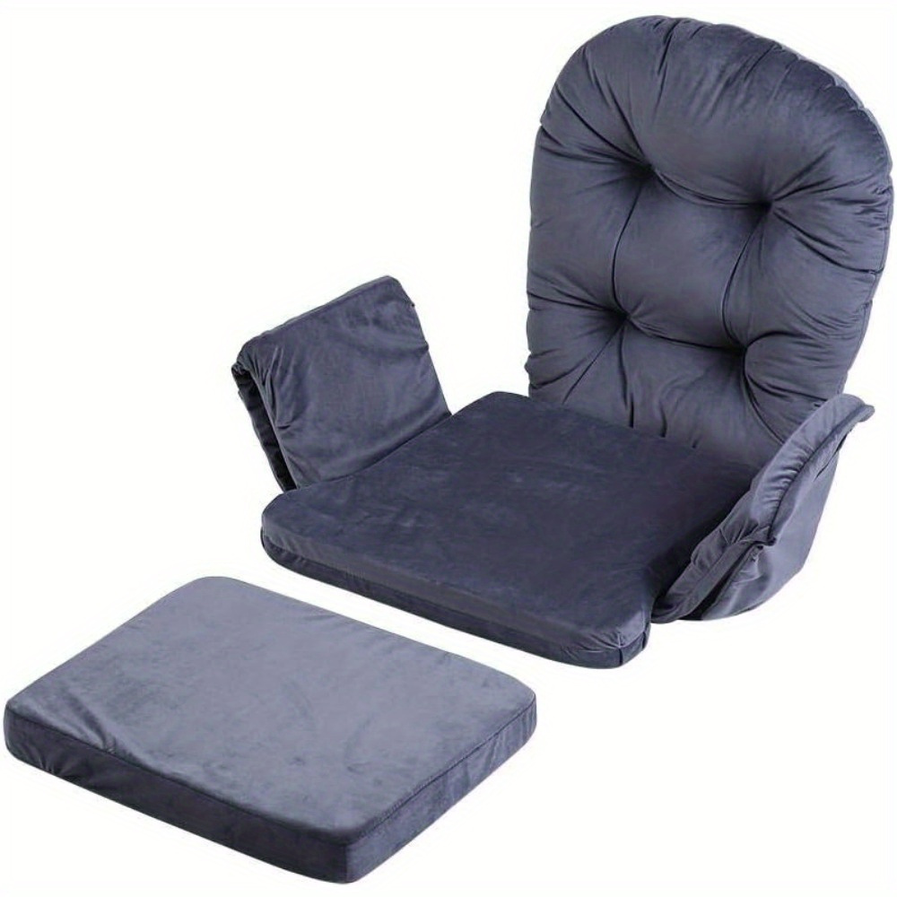 

Rocker Replacement Cushions Cover Set, Soft Velvet Cotton Chair Cushion + Stool Pad Set Warm Cover Rocking Chair Cushions Total Chair Pad Cushion For Home Office, Gray