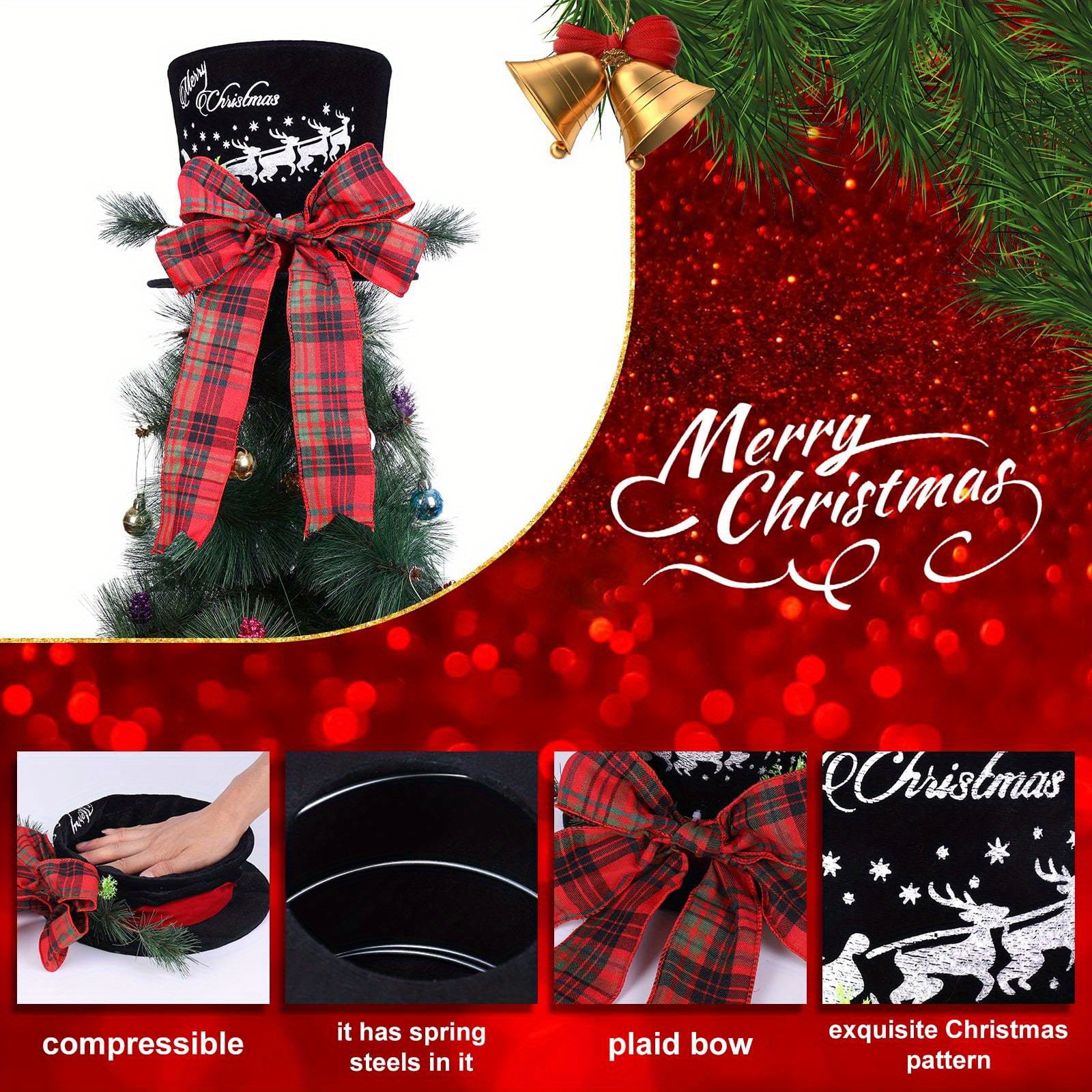 Cimier De Sapin De Noël Casse-Noisette Avec Chapeau Rouge - Décoration Festive Traditionnelle Pour Arbre De Noël