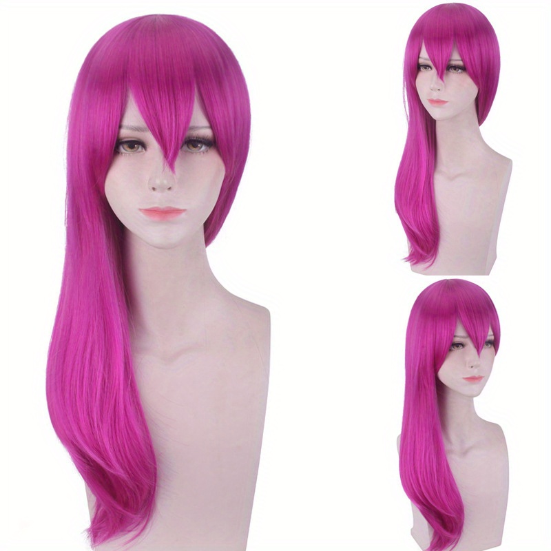 ブラックとピンクのハーフウィッグ ロングストレートウィッグ 耐熱性人工毛ウィッグ ハロウィーンコスプレウィッグ メイクア - Temu Japan