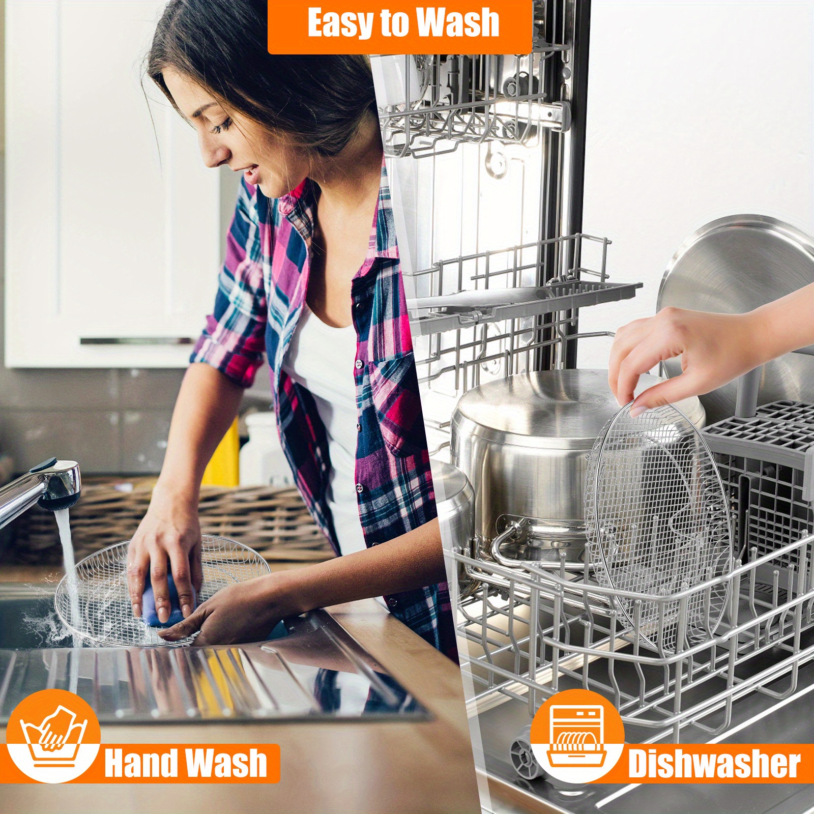 set of 5 stainless steel racks for air fryers featuring elevated feet and clips   reusable stacking racks are designed for 4 2qt 5 8  fryers and are washable making them ideal accessories for baking Product details 3