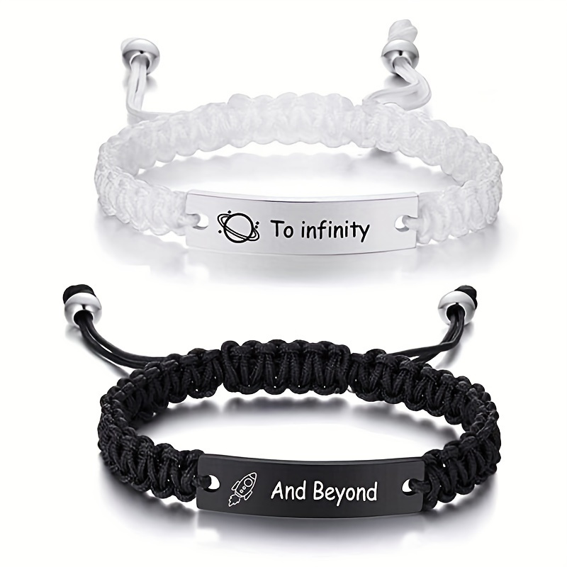 

2 Pcs Bracelet Couple's Braided Bracelet Set - Romantic Couple's Jewelry For Soul Mates Gift Set