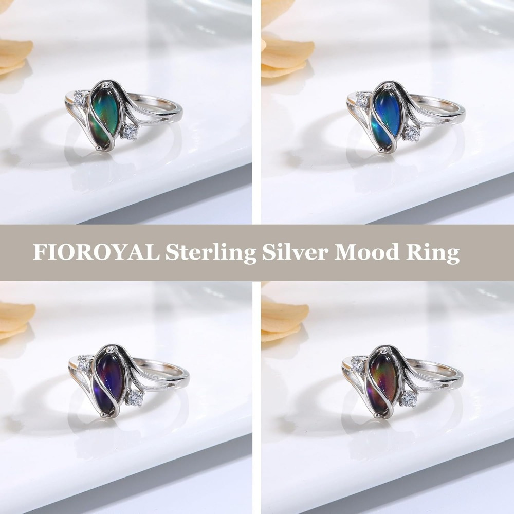 925 Sterling Silver Mood Ring with Changing Cubic Zirconia