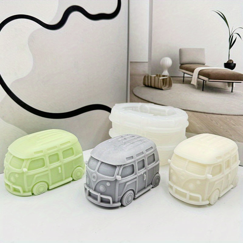 

Diy Mini Bus Silicone Mold For Aromatherapy Gypsum & Candle Making - Craft Supplies For Desktop Decor Silicone Candle Molds Silicone Molds For Candles