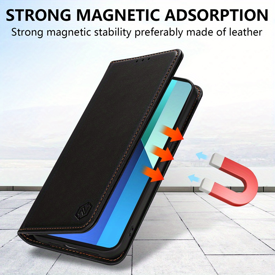 Husă pentru telefon: Portofel de înaltă calitate cu slot pentru card, suport, magnet puternic, flip din piele artificială pentru Xiaomi Redmi Note 13 Pro+ 12S 11 Pro 11S 10 9 Pro 8T 7 Redmi 13C 12 12C 10C 9A 9C 9T Xiaomi 13T 11T Poco X6 C65 M6 Pro X5 M5s M3 Pro, husă de protecție rezistentă la