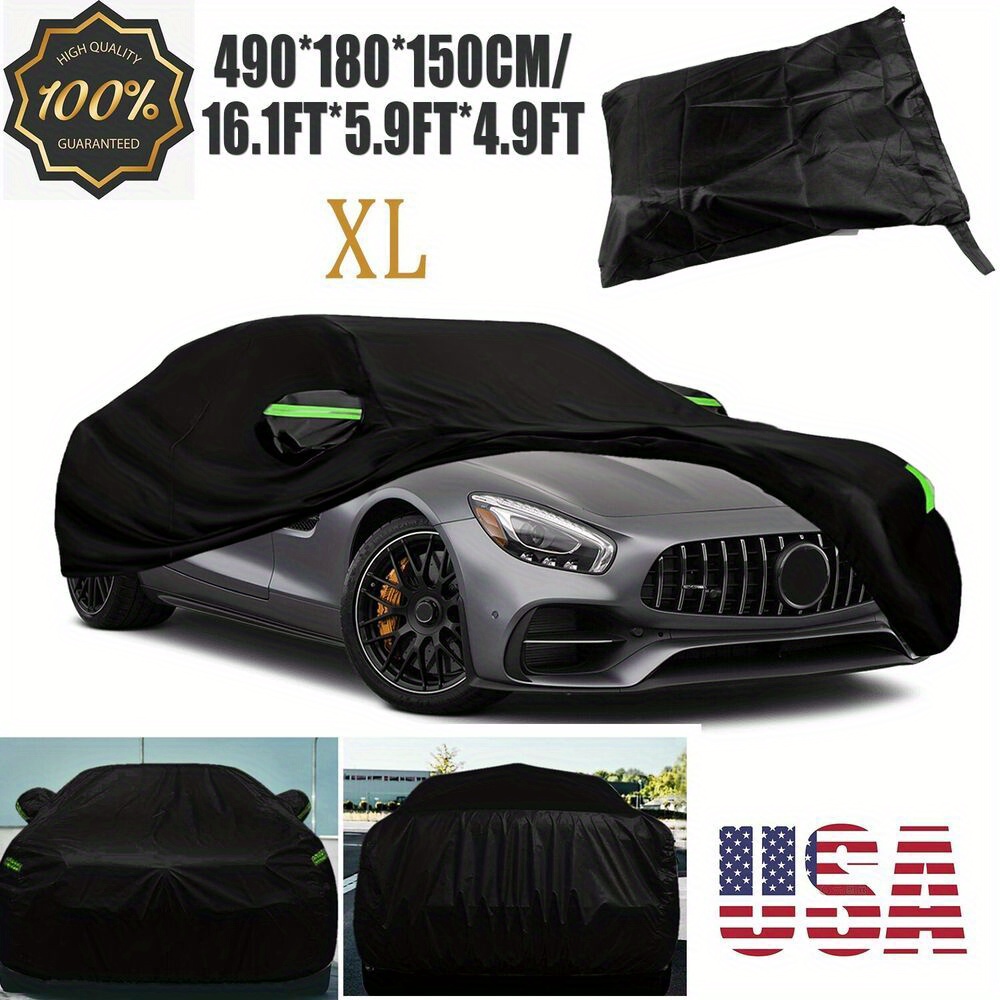 TEMU 490*180*150cm/16.1*5.9*4.9ft Universal Car Full Cover For Outdoor Uv Snow Dust Rain Resistant Protection