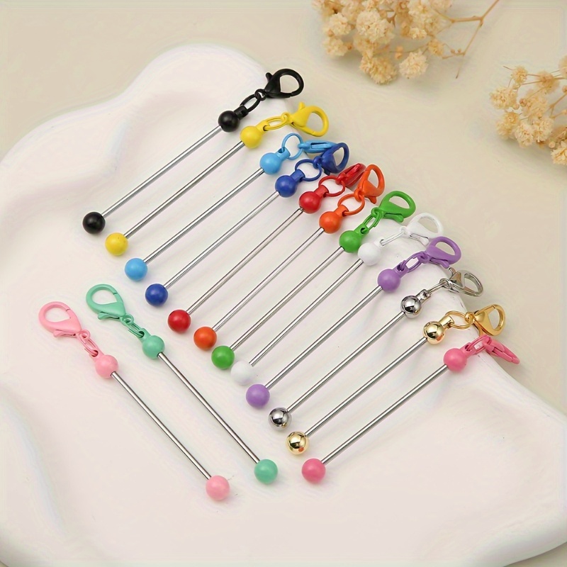 

10pcs Mini Beaded Keychains - Pure Metal, For Phone Charms & Zipper Decorations