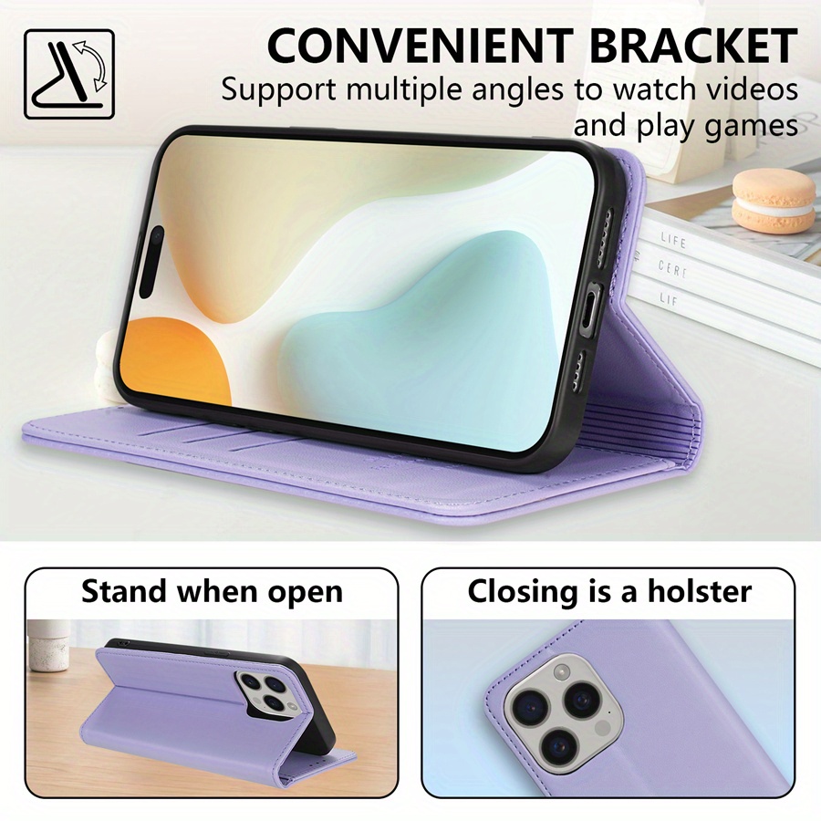 [Popular Choice] Wallet High-quality with Card Slot Kickstand Strong Magnetic Flip Artificial leather Case for iPhone 15 Pro Max 15 Plus 14 Pro Max 13 Mini 12 11 X XS XR XS Max SE 2022 SE 2020 8 7 6 6s Plus Business Shockproof Protective Cover