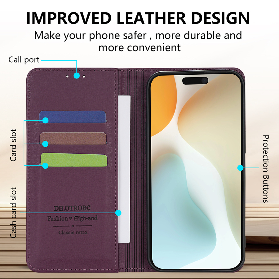 [Popular Choice] Wallet High-quality with Card Slot Kickstand Strong Magnetic Flip Artificial leather Case for iPhone 15 Pro Max 15 Plus 14 Pro Max 13 Mini 12 11 X XS XR XS Max SE 2022 SE 2020 8 7 6 6s Plus Business Shockproof Protective Cover