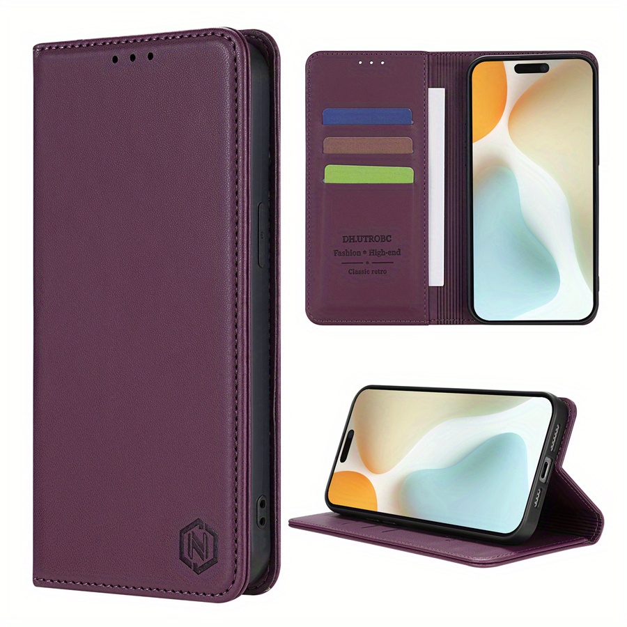 [Popular Choice] Wallet High-quality with Card Slot Kickstand Strong Magnetic Flip Artificial leather Case for iPhone 15 Pro Max 15 Plus 14 Pro Max 13 Mini 12 11 X XS XR XS Max SE 2022 SE 2020 8 7 6 6s Plus Business Shockproof Protective Cover