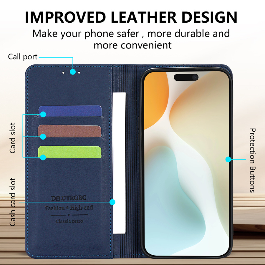 [Popular Choice] Wallet High-quality with Card Slot Kickstand Strong Magnetic Flip Artificial leather Case for iPhone 15 Pro Max 15 Plus 14 Pro Max 13 Mini 12 11 X XS XR XS Max SE 2022 SE 2020 8 7 6 6s Plus Business Shockproof Protective Cover