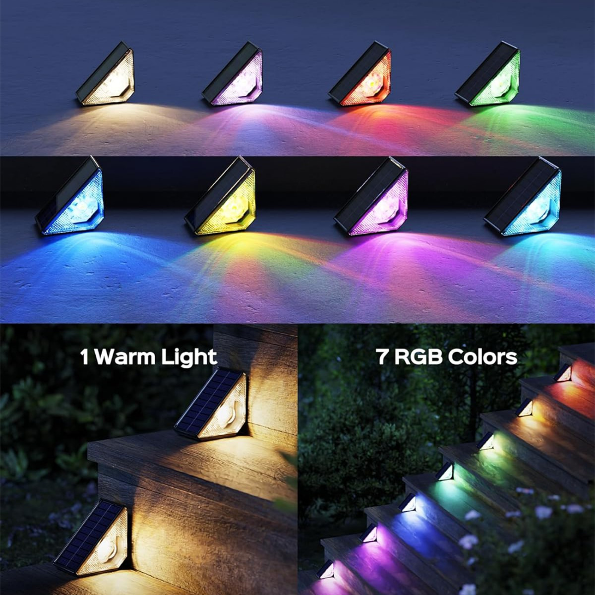 

Jackyled Solar Step Lights Outdoor Waterproof, Super Bright Rgb & Warm White Solar Deck Lights For Outside, 6 Pack Outdoor Stair Lights Solar Powered For Yard Garden Pathway Porch