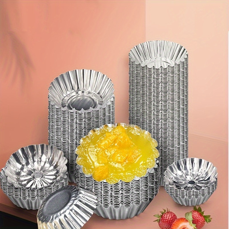 

50-piece Reusable Aluminum Tart & Pudding Molds - Perfect For Baking, Catering & Food Service