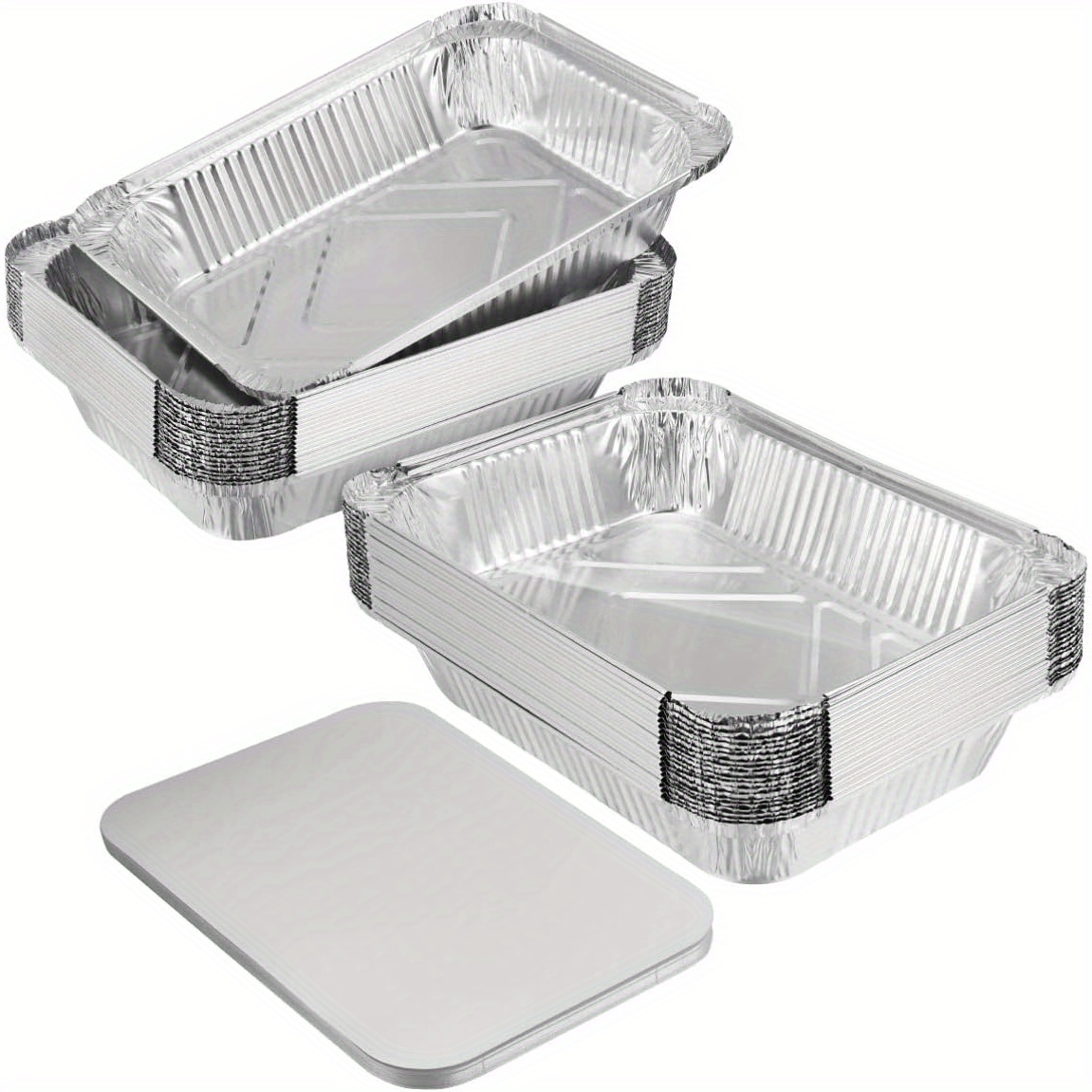 

20 Pieces Heavy Thickening Aluminum Foil Pan With Band Plate Lid, Suitable For Cooking, Baking, Baking-22.9x43. 1x4.6cm