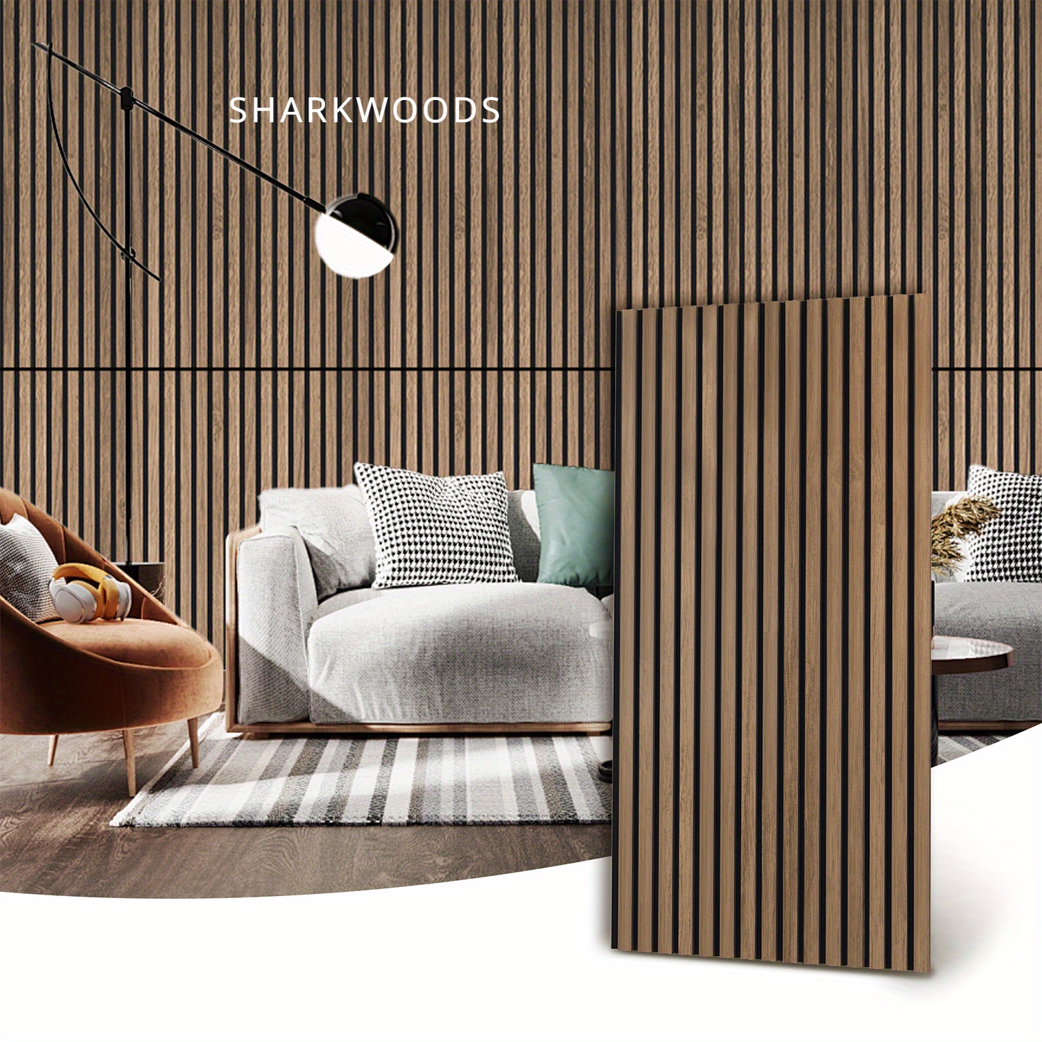 

Sharkwoods Wood Slat Wall Panel | 4 Pcs Soundproof Wall Panels 48" X 24.5" Dampening Panels Wood Wall Panels