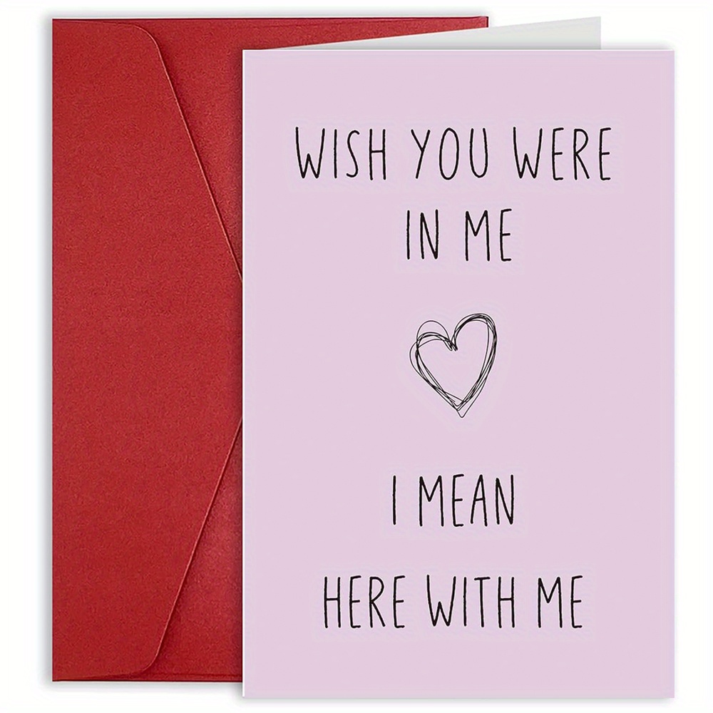 

1pc Funny " " Valentine Card – Naughty Long Distance Relationship Greeting For Him Or Her, Pink Background With , Anniversaries, Birthdays, And