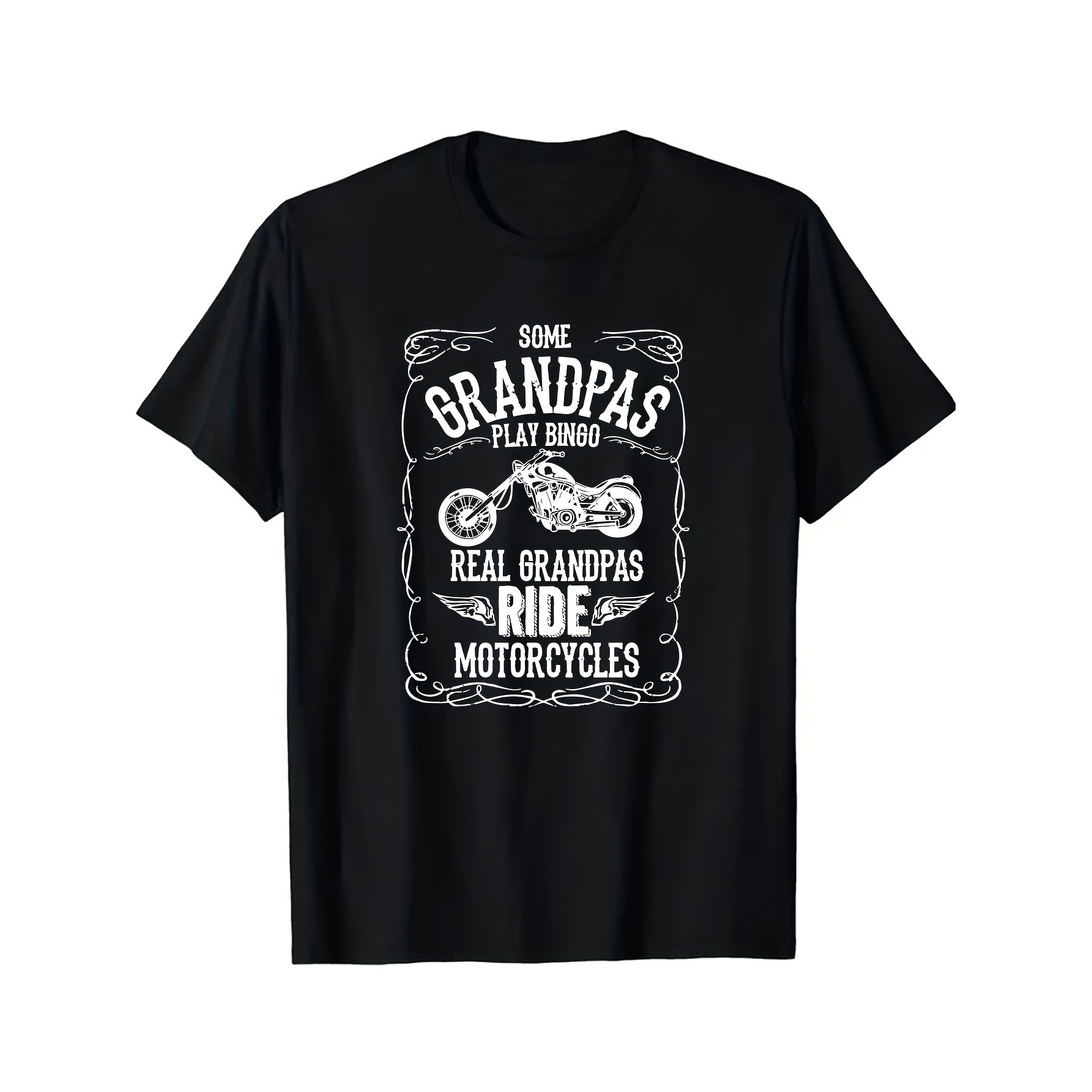 

Motorcycle Gift Printed T-shirt Men's Casual Style Summer And Autumn Slightly Elastic Round Neck T-shirt