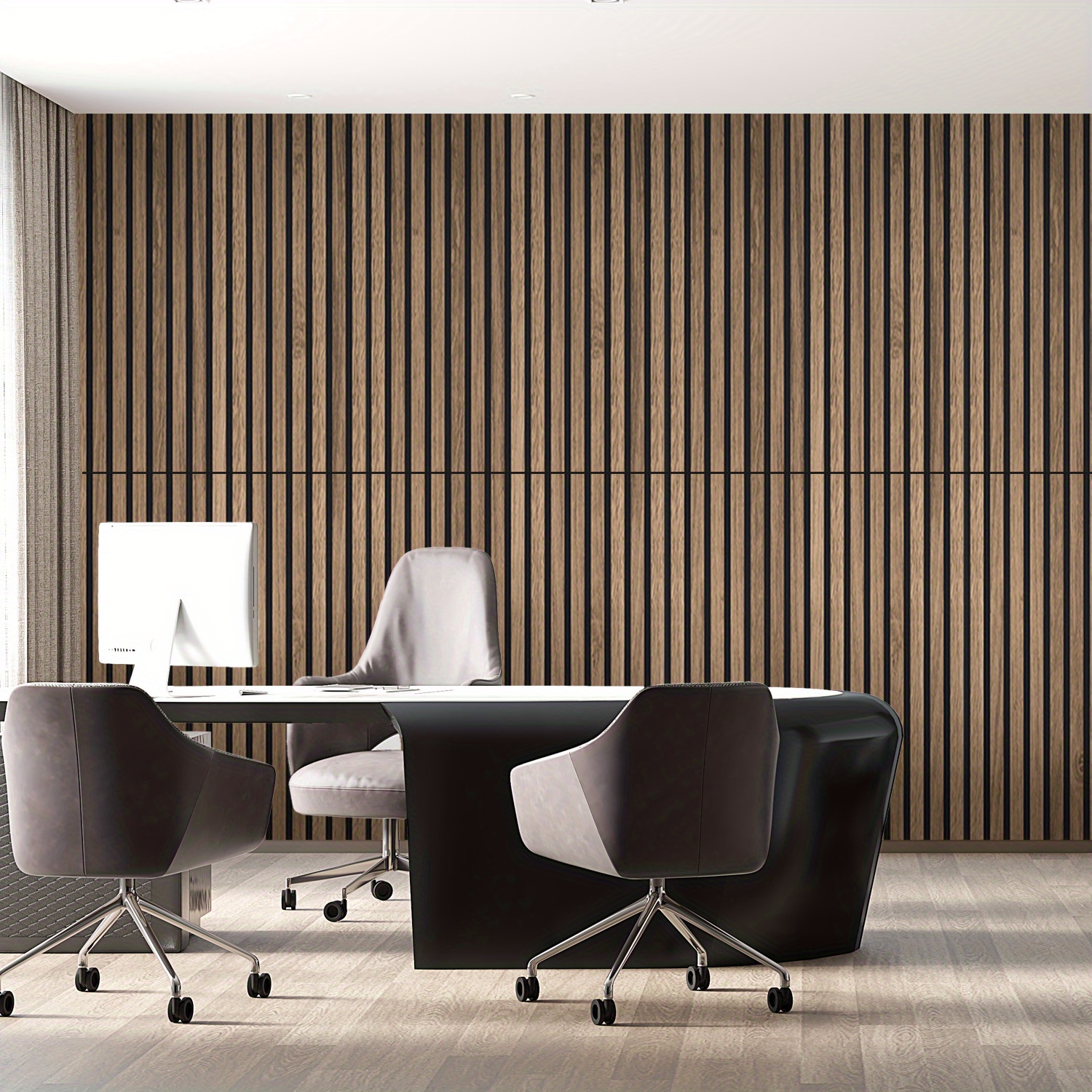 10 Panneaux Muraux 3D Auto-adhésifs Aspect Bois – 30x60 Cm, Vinyle, Acoustiques, Déco Moderne, Gris