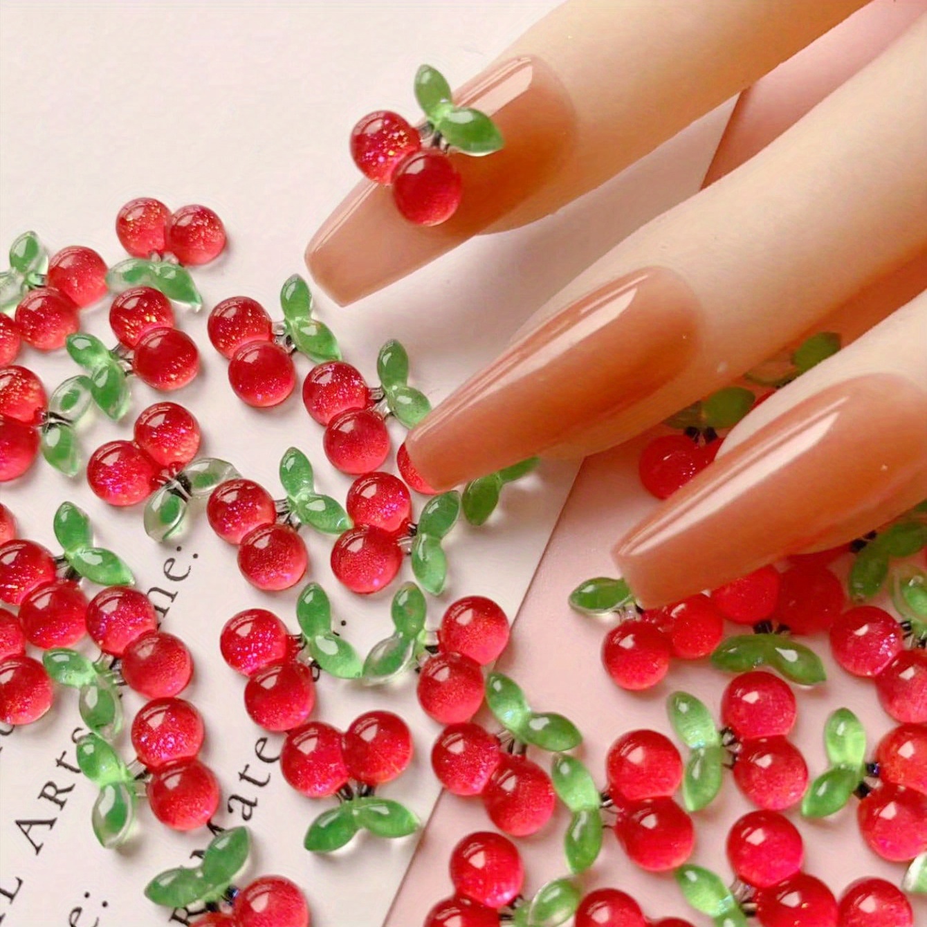 

20pcs Charmes d'Ongles Cerises Mignons - Design de Fruits d'Été en Résine, Accessoires de Manucure Inodores pour Femmes & Filles