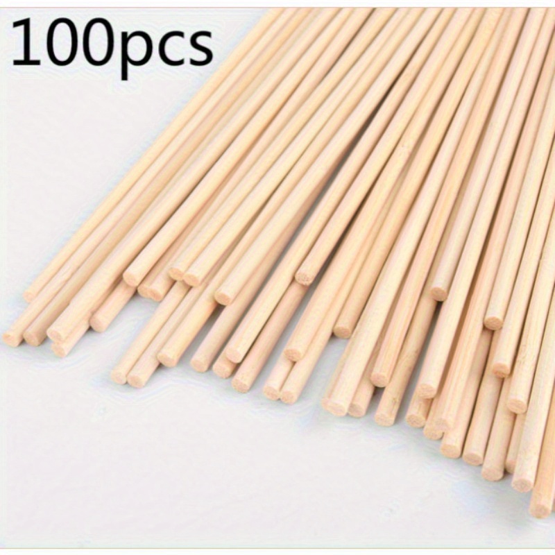 

100pcs High-quality Bamboo Round Wooden Sticks For Crafts, Food, Ice Lollies & Model Making - Smooth Surface, 3mm X 150mm, Light Yellow - Perfect For Diy Projects & Hobbies
