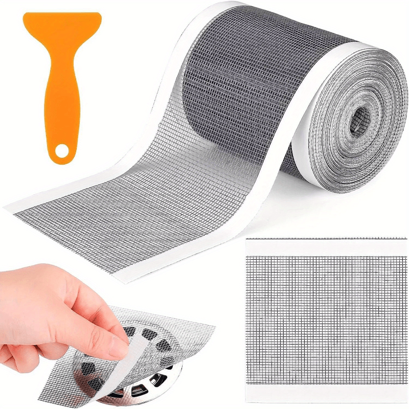 

5m Self-adhesive Mesh Drain Cover For Kitchen, Bathroom, And Shower - Hair Catcher, Easy To Cut, No Battery Required