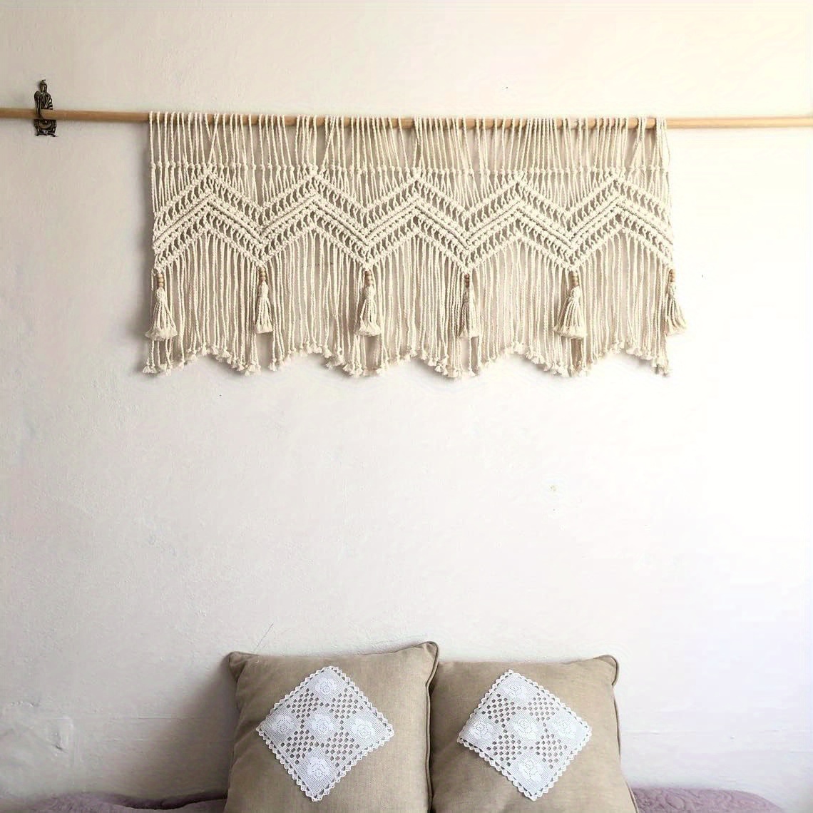 

Macrame Valance Wall Hanging Boho Valance Window Treatments Valance 52" W X 21" Bedroom Living Room Kitchen Bathroom Wall Decor, 1 Panel