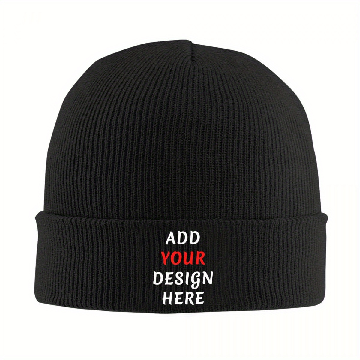 

Customizable Knit Beanie For Men - Personalize With Your Design, Waterproof Polyester, Perfect For Back-to-school Season