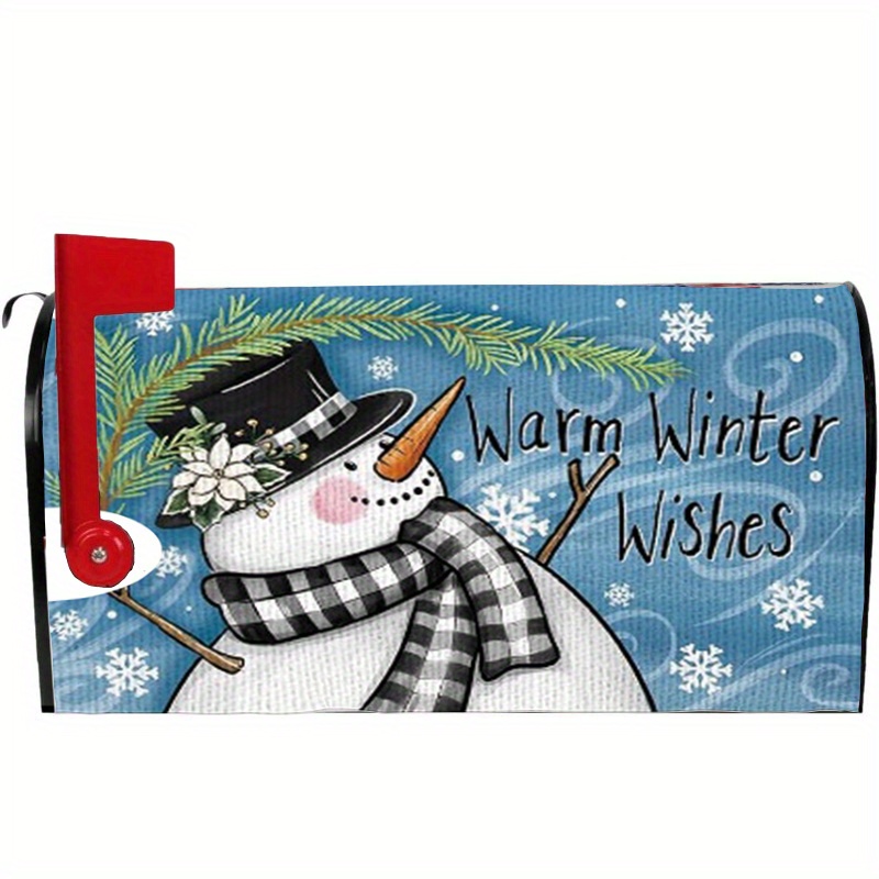 

Snowman Snowflake Pattern Magnetic Mailbox Cover - Outdoor Yard Decoration - Festive Holiday Mailbox Cover