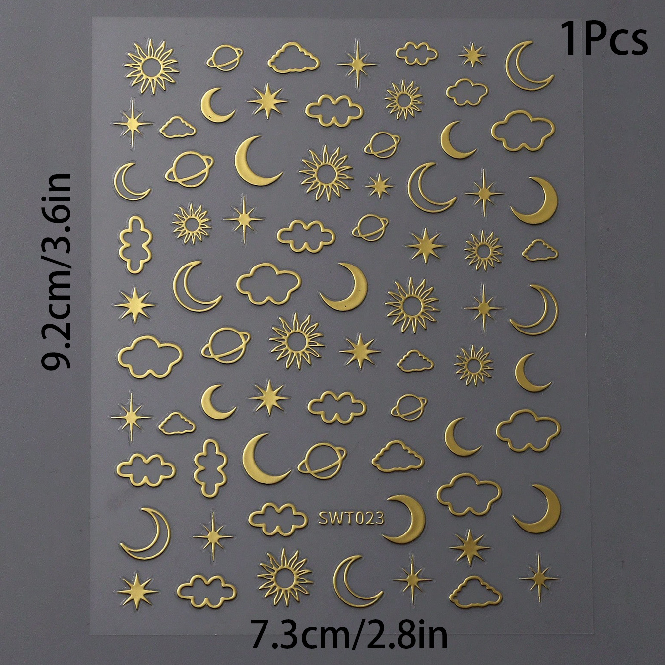 3d Metallic Shine Bright Bronzing Silvery Star Art Sticker, Totem Cloud Moon Star Luxury Nail Self-adhesive Decal For Home Nail Stickers Diy