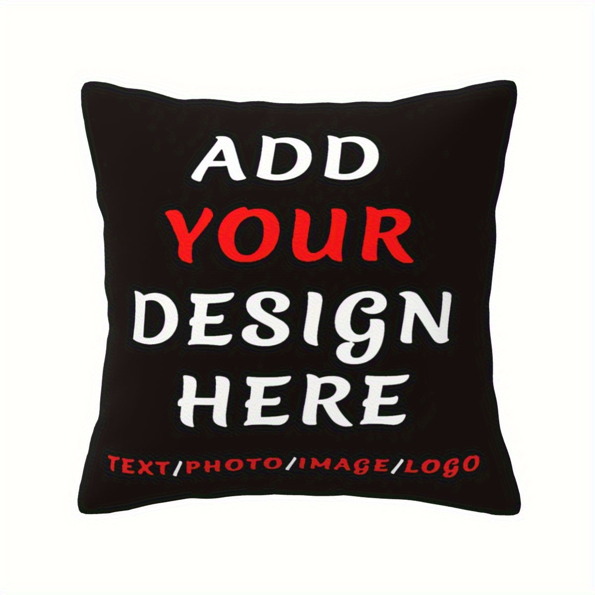 TEMU Personalized Square Pillowcase - Customizable With Photos, Text, Images, Or Logos - Soft Polyester, Hidden Zipper, Machine Washable - Ideal For