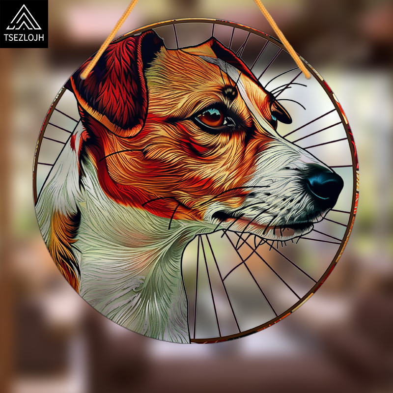 

Jack Russell Terrier Acrylic Hanging Wall Art - Tsezlojh 1pc Pmma Garden & Home Décor Sign, 8" Round Window Display, Pet Lover Gift