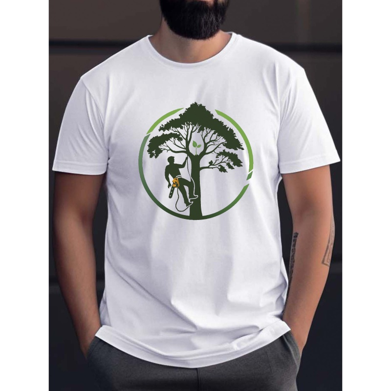 

1pièce T-shirt à manches courtes avec 'arboriste - Motif géométrique, col rond, tissu tricoté, polyester, coupe régulière, short sleeve tee