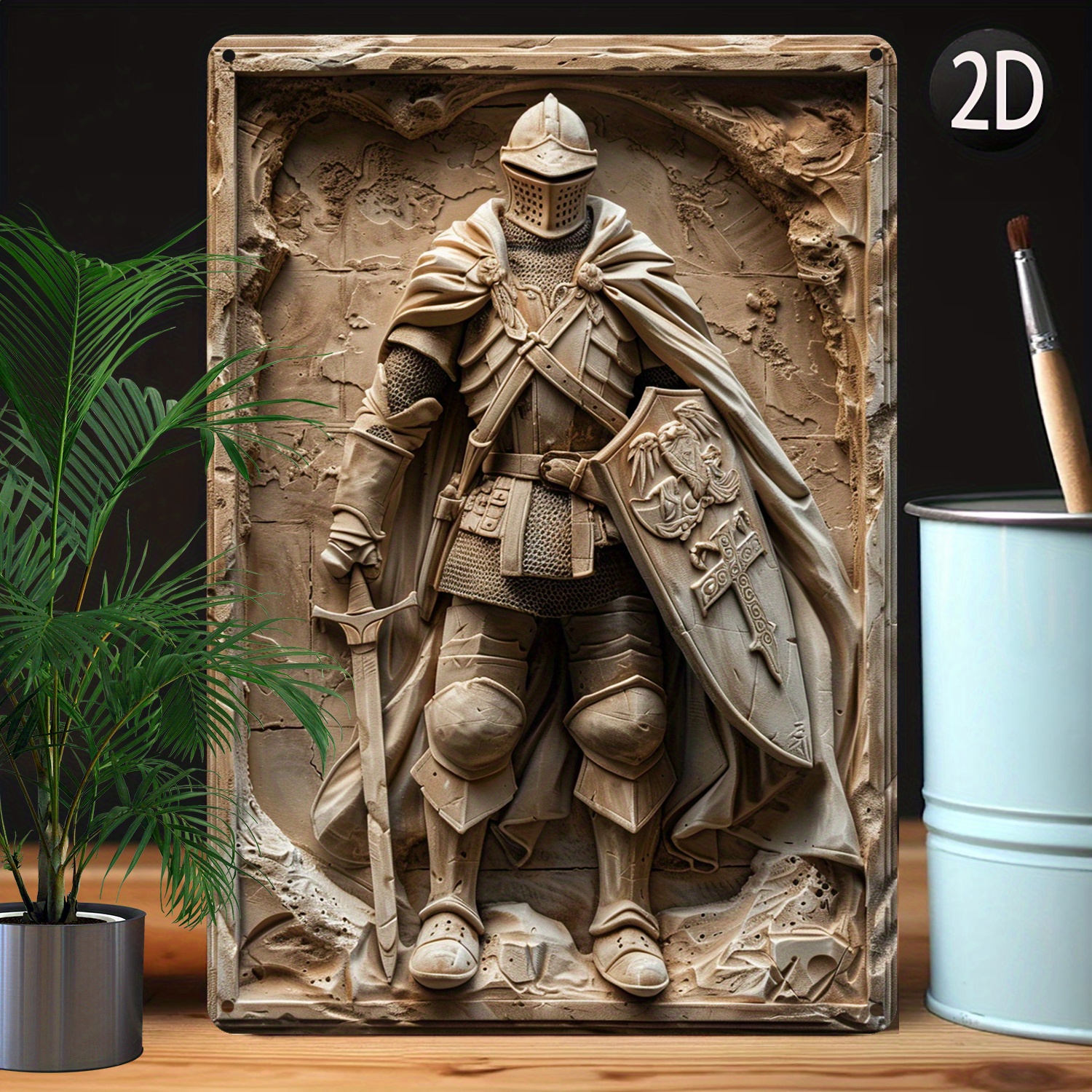 

3d Knight Design Aluminum Wall Art, 8x12 Inches - Durable Metal Tin Sign For Home Decor, Moisture Resistant & High Bend Resistance, Ideal Gift For History Enthusiasts And Medieval Theme Decoration