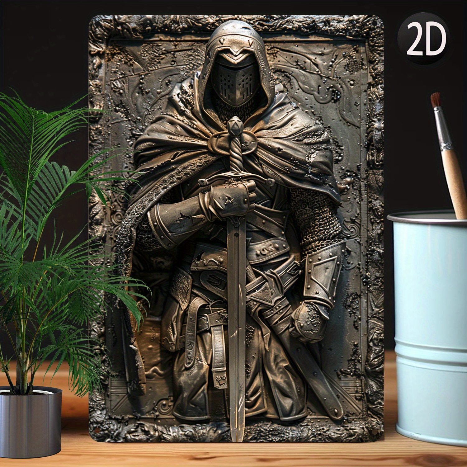 

Aluminum Metal 3d Relief Assassin Warrior Wall Art, 8x12 Inch Moisture-resistant Decorative Tin Sign For Home And Garden, Durable Vintage Gift For All Seasons