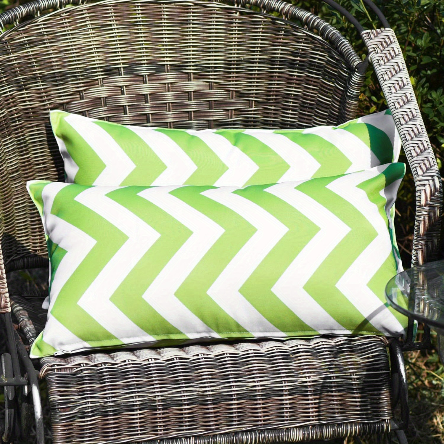 

Pack Of 2 Decorative Outdoor Waterproof Throw Pillow Covers Square Pillowcases Wave Pattern Cushion Covers Shell For Couch Patio Garden Tent Park 12 X 20 Inch Green