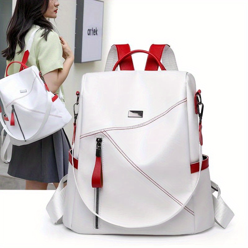 

Soft Leather Stitching Women's Backpack With Anti-theft Back Zipper Women's Backpack Summer New Casual Backpack