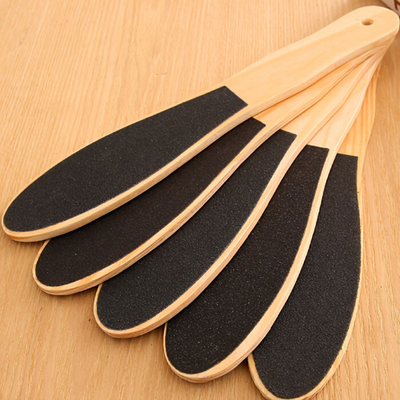 

5pcs-dual-sided Wooden Oval Foot Rubbing Board, Wooden Handle Foot Rubbing Pedicure , Foot Board File For Dead Skin Removal Tool