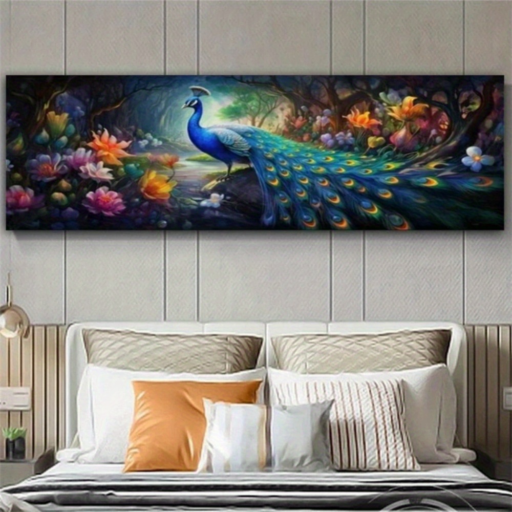 

Peacock Diamond Painting Kit 31.5" X 11.8" - Round Canvas Wall Art For Home Decor