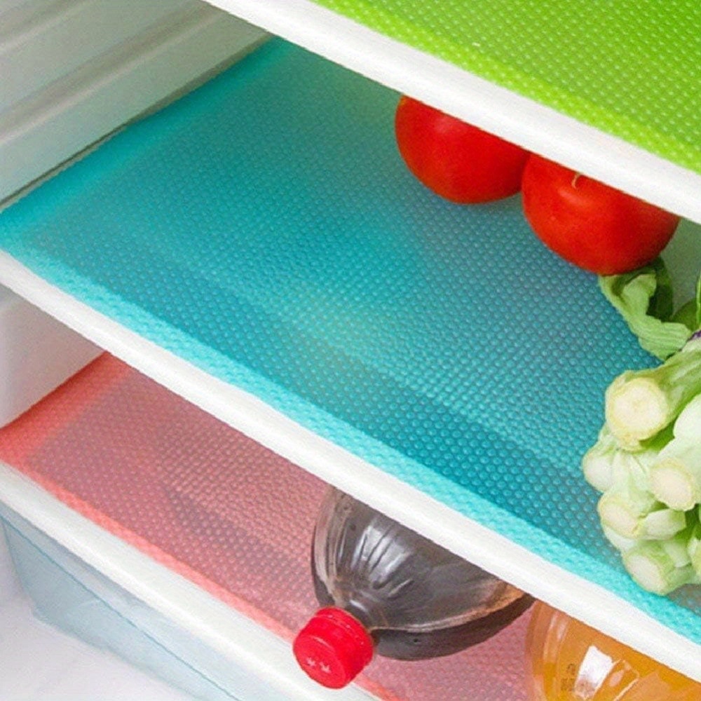 

9 Pack Eva Refrigerator Shelf Liners -, Non-toxic, Non-slip And Washable Fridge Mats - Multipurpose Shelf And Drawer Liners In Red, Green, Blue - Easy To Clean Food-grade Fridge Pads