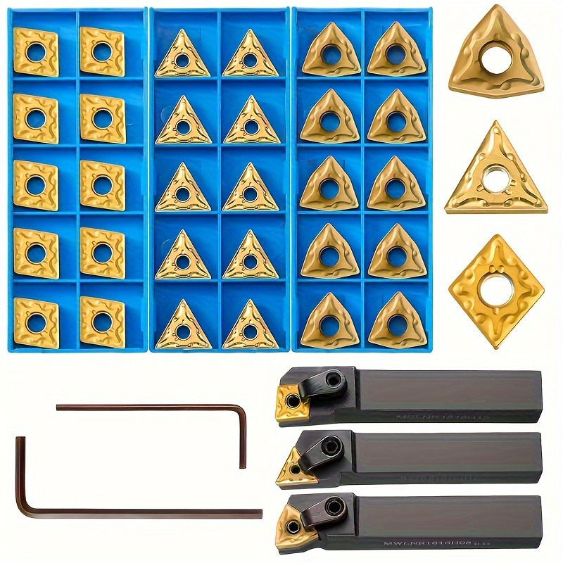 

33 Pieces Of Lathe Outer Ring Indexable Carbide Turning Tool Holder Mtjnr1616h16 + Mwlnr1616h08 + Mclnr1616h12 Band 30cnmg 431 + Wnmg 431 + Tnmg 31 Metal, Indexable C. Arbide Turning Blade