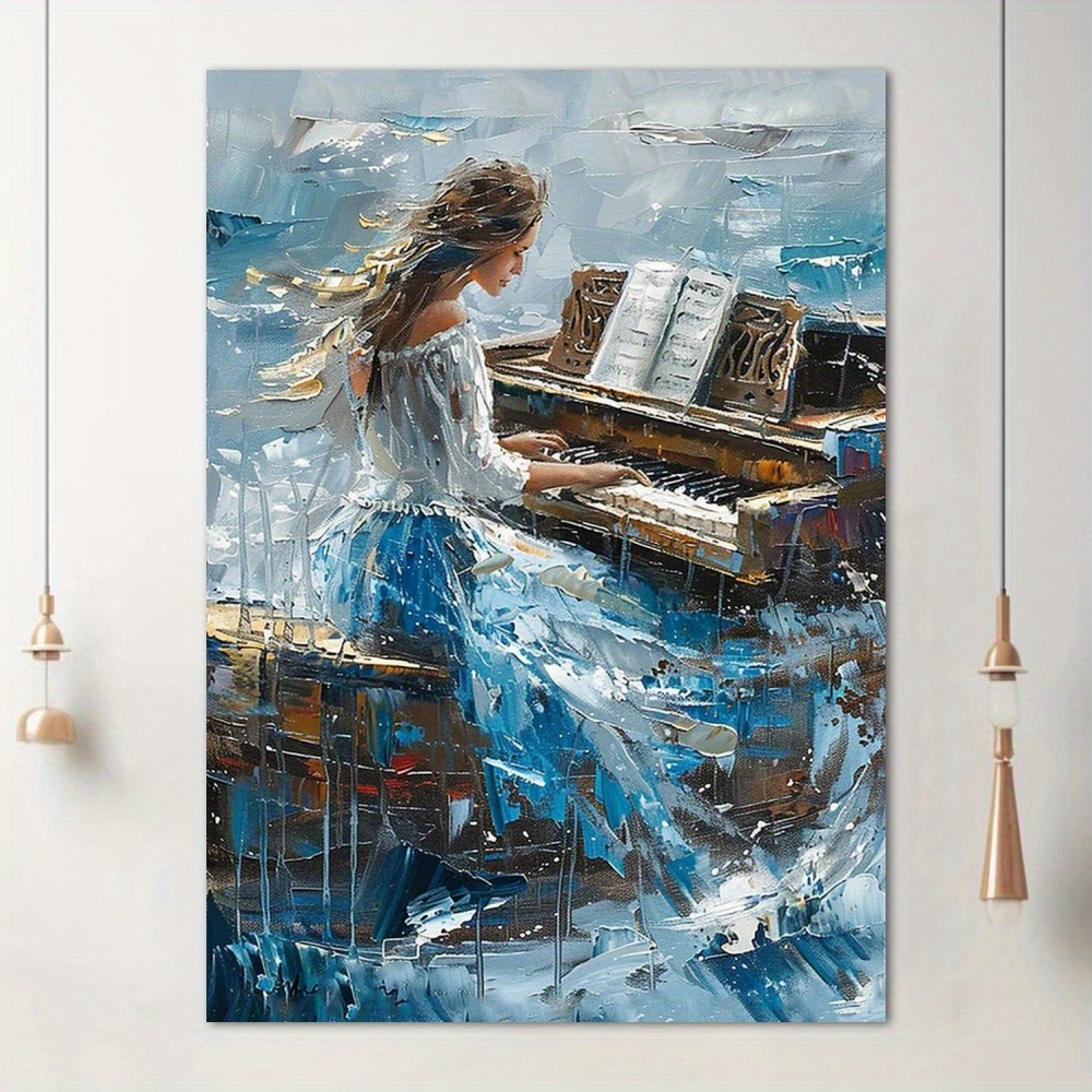 

Chic Woman Playing Piano Canvas Wall Art - High-quality Print For Music Lovers, Perfect For Living Room, Bedroom, Office & Cafe Decor