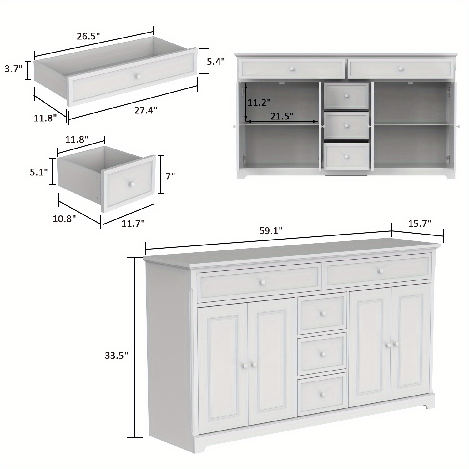 fufu modern white credenza sideboard buffet cabinet Temu