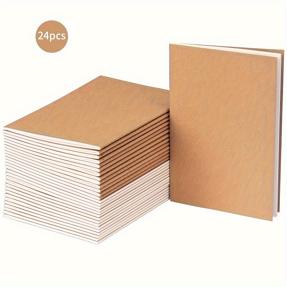 

24 Pack Kraft Notebooks: A5 Size, 22 Pages, Blank Paper Sketchbooks, Perfect For Writing, Travel, And Gifts