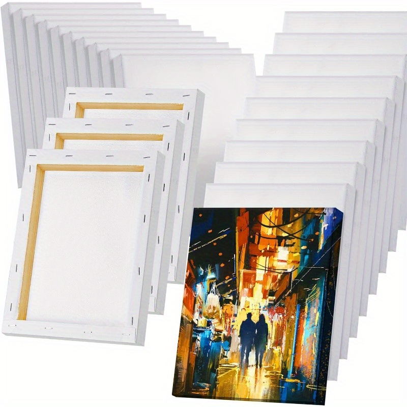 

20-pack Premium Stretched Canvas Panels - Triple Primed, White Blank Art Canvases For Oil Painting, Acrylics & Pouring Paint Canvases For Painting Large Canvas For Painting