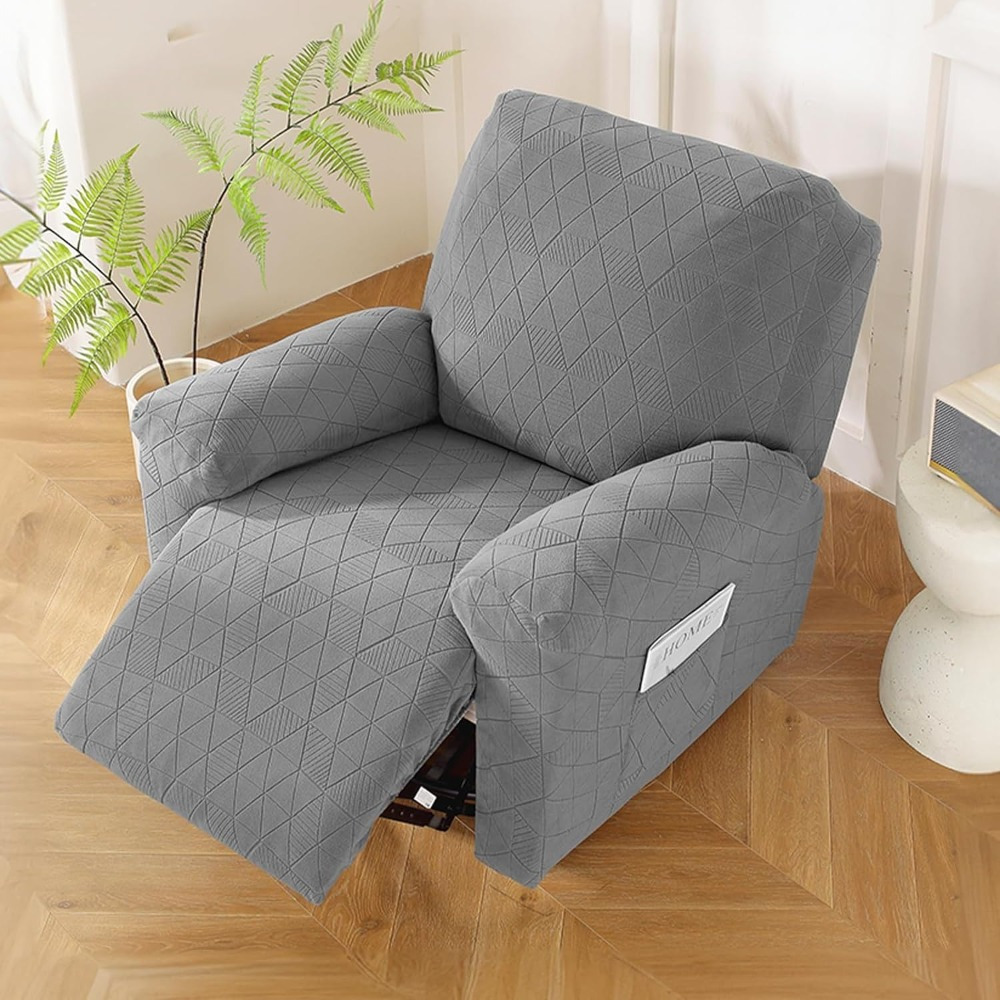 

Recliner Cover- Reclining Chair Covers Jacquard Sofa Slipcovers For Recliner Couch 4 Pieces Lazy Boy Recliner Covers With Elastic Straps