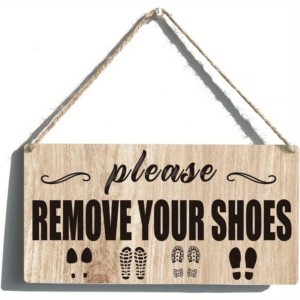 

Farmhouse 'please Remove Your Shoes' Wooden Sign - Rustic Retro Wall Art For Decor,