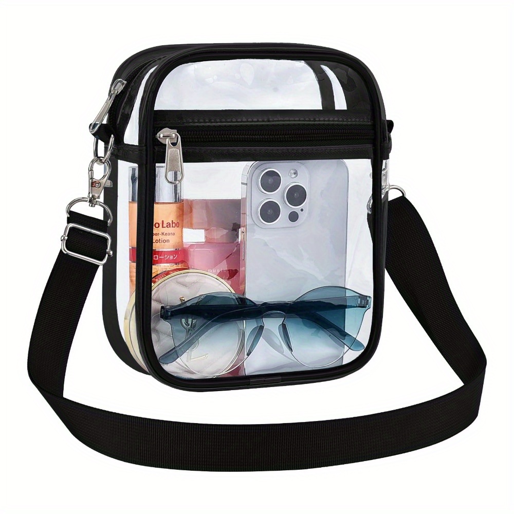 

Adjustable Strap Clear Crossbody Bag - Stadium-approved, Waterproof Pvc Purse With Front Pocket For , Sports Events & Festivals - Easy Clean, Shoulder Bag For All