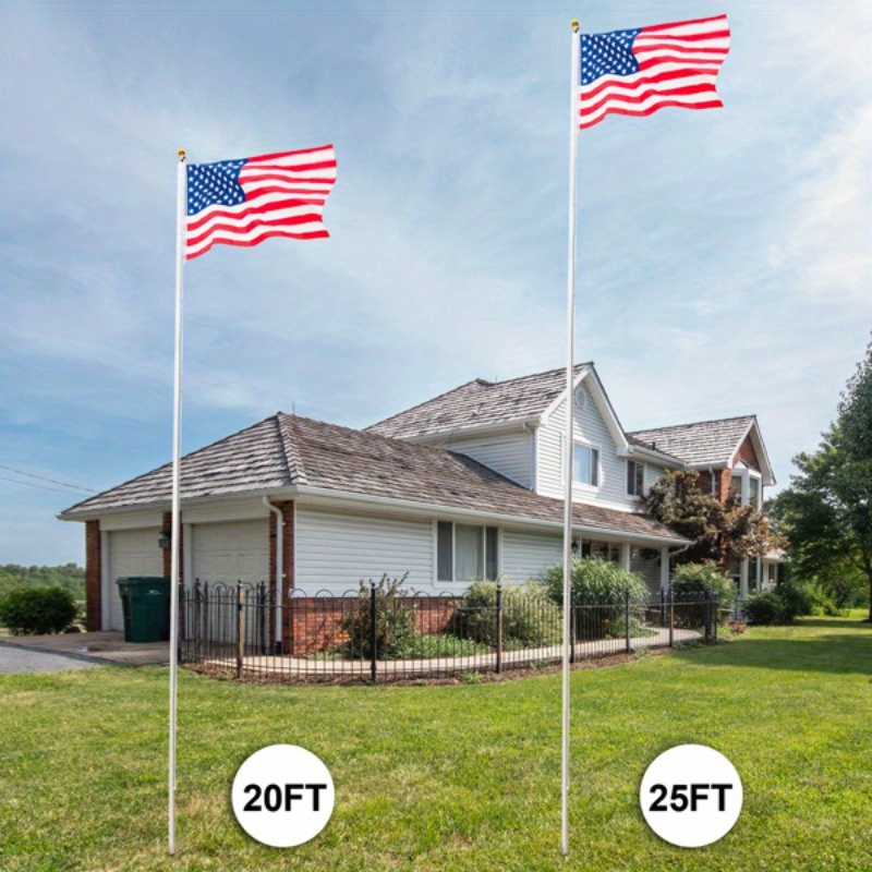 

20ft/25ft Solemn Outdoor Decoration Sectional Halyard Pole Us America Flag Flagpole Kit