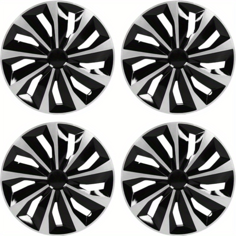 

Hubcaps, 15 Inch Hubcaps Set Of 4, Replacement Hubcaps, Wheel Rim Cover Abs Material, Snap On Car Truck Suv Cap, For Toyota Camry Mazda Etc, Black & Silver