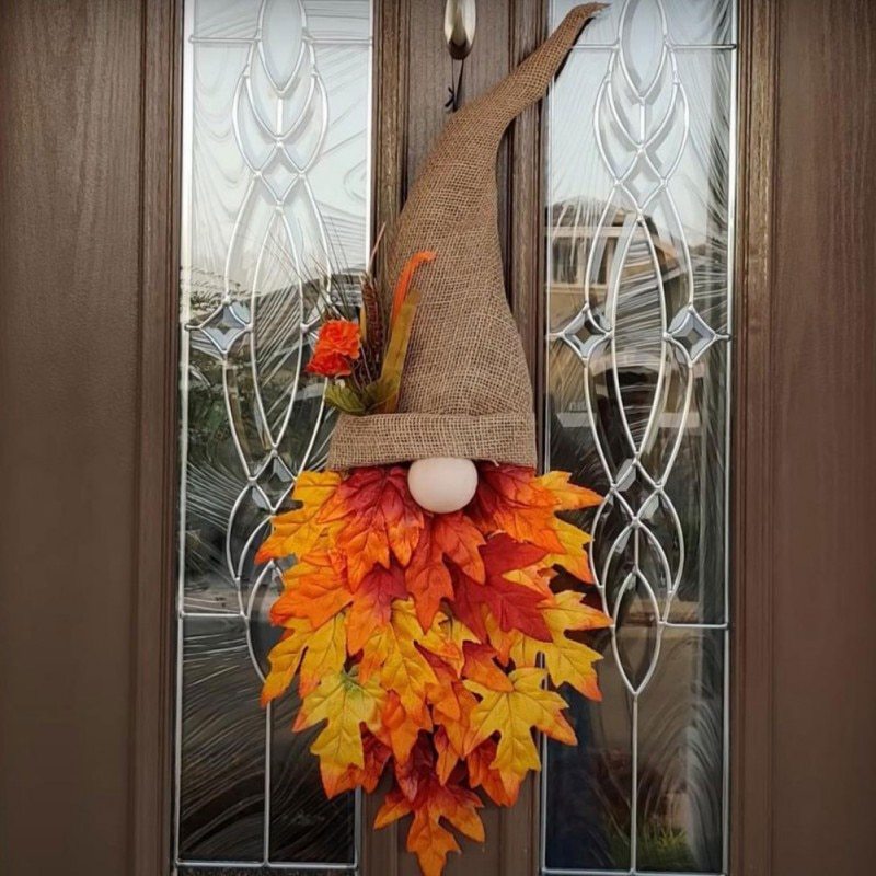 

Festive Autumn Dwarf Wreath: Farmhouse Door Wreath For , Thanksgiving, Or Year-round Decor - Artificial, No Feathers, Wall-mountable